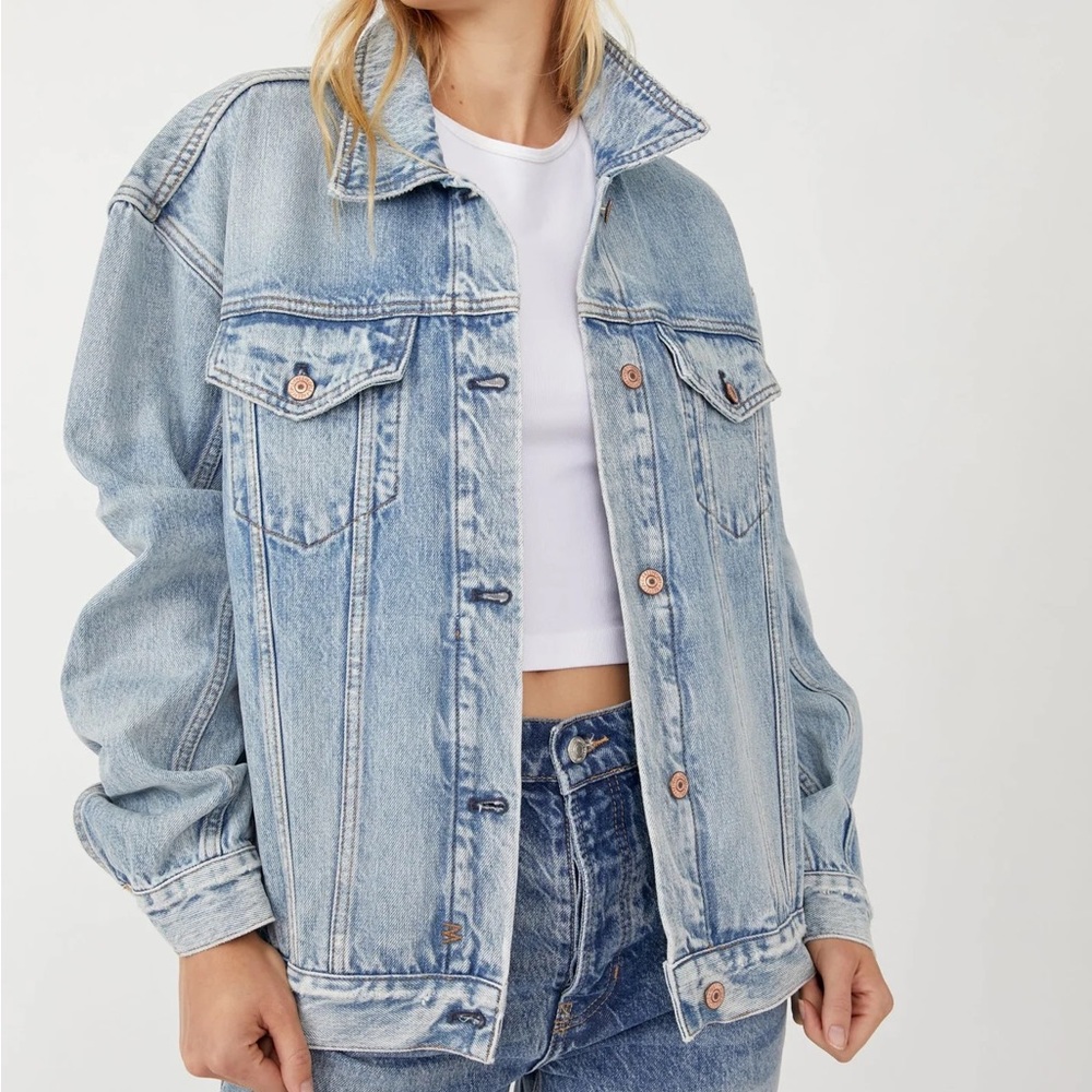 Free People Jolene Tennessee River Trucker Jacket